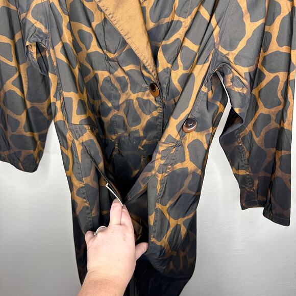 Mycra Pac Reversible Long Giraffe Print Bronze Rain Jacket Coat Small Medium - Picture 4 of 14